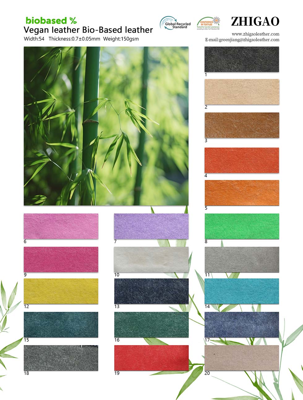 Bamboo Fiber Bio-based Vegan Leather Bags Material